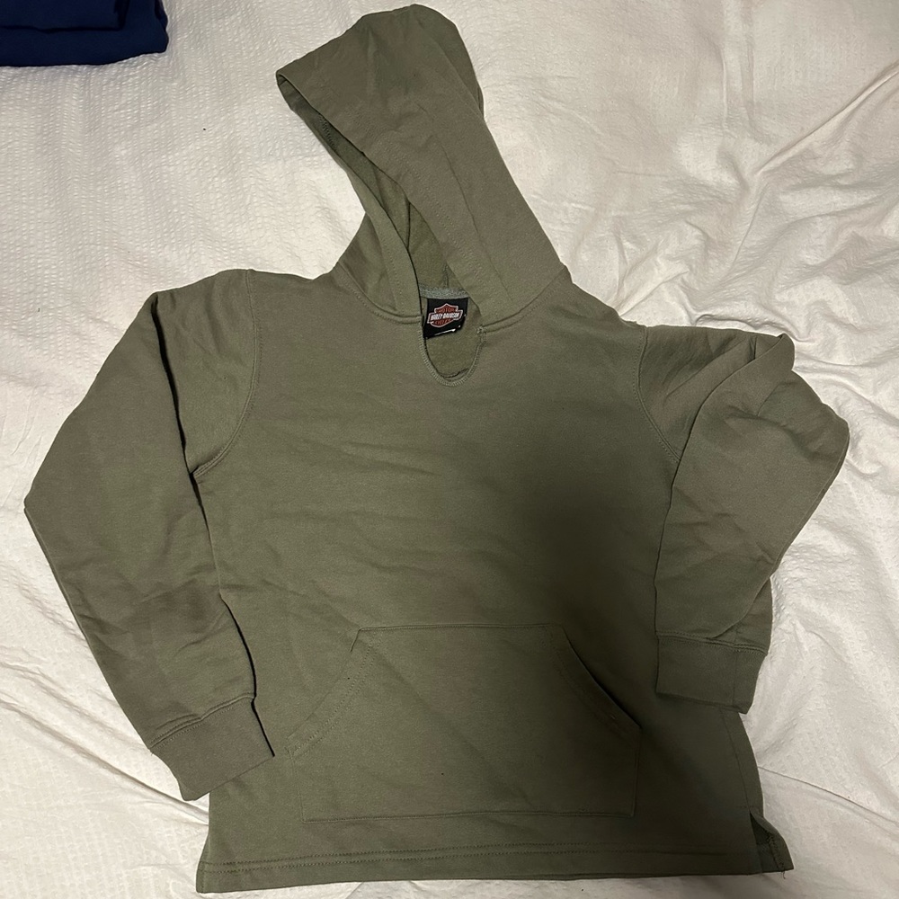 OLIVE GREEN THIN BLANK HARLEY DAVIDSON HOODIE